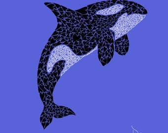orca whale animal art print digital print