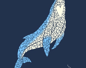 whale art animal digital print