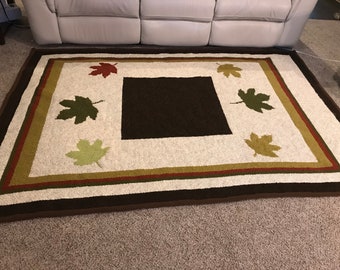 Handmade wool area rug or wall hanging with free shipping