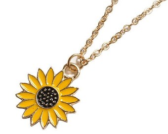 Sunflower Necklace Gold | Etsy Sunflower Necklace Gold | Etsy