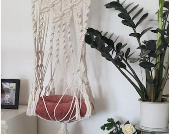 Macrame Cat Hammock Hanging - Cat Bed - Wall Furniture - Boho Cat Swing Cute Crochet - Cat Lover Gifts Pets