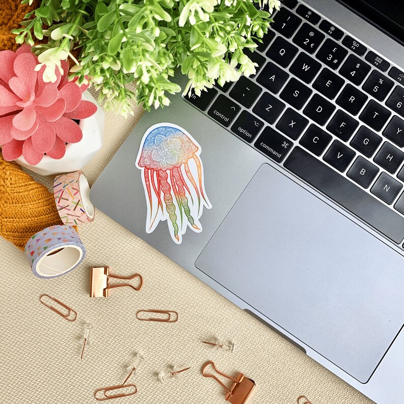 Phone sticker Mandala Jellyfish Sticker laptop sticker Positive quote sticker handmade sticker Journal sticker Planner Sticker