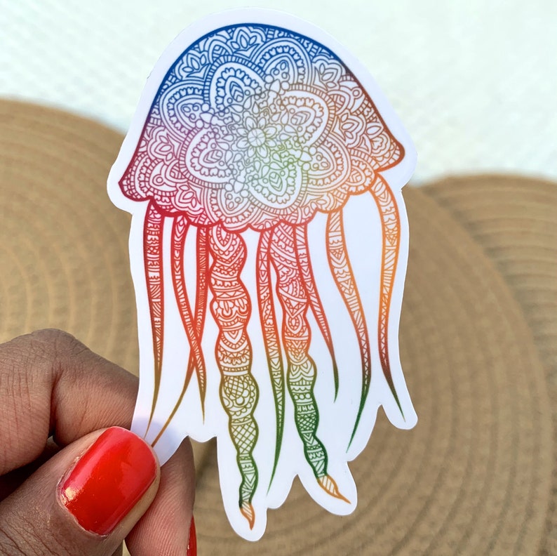 Phone sticker Mandala Jellyfish Sticker laptop sticker Positive quote sticker handmade sticker Journal sticker Planner Sticker