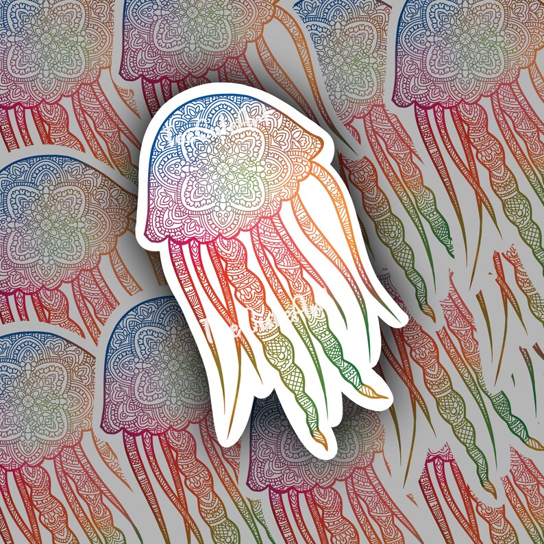 Phone sticker Mandala Jellyfish Sticker laptop sticker Positive quote sticker handmade sticker Journal sticker Planner Sticker