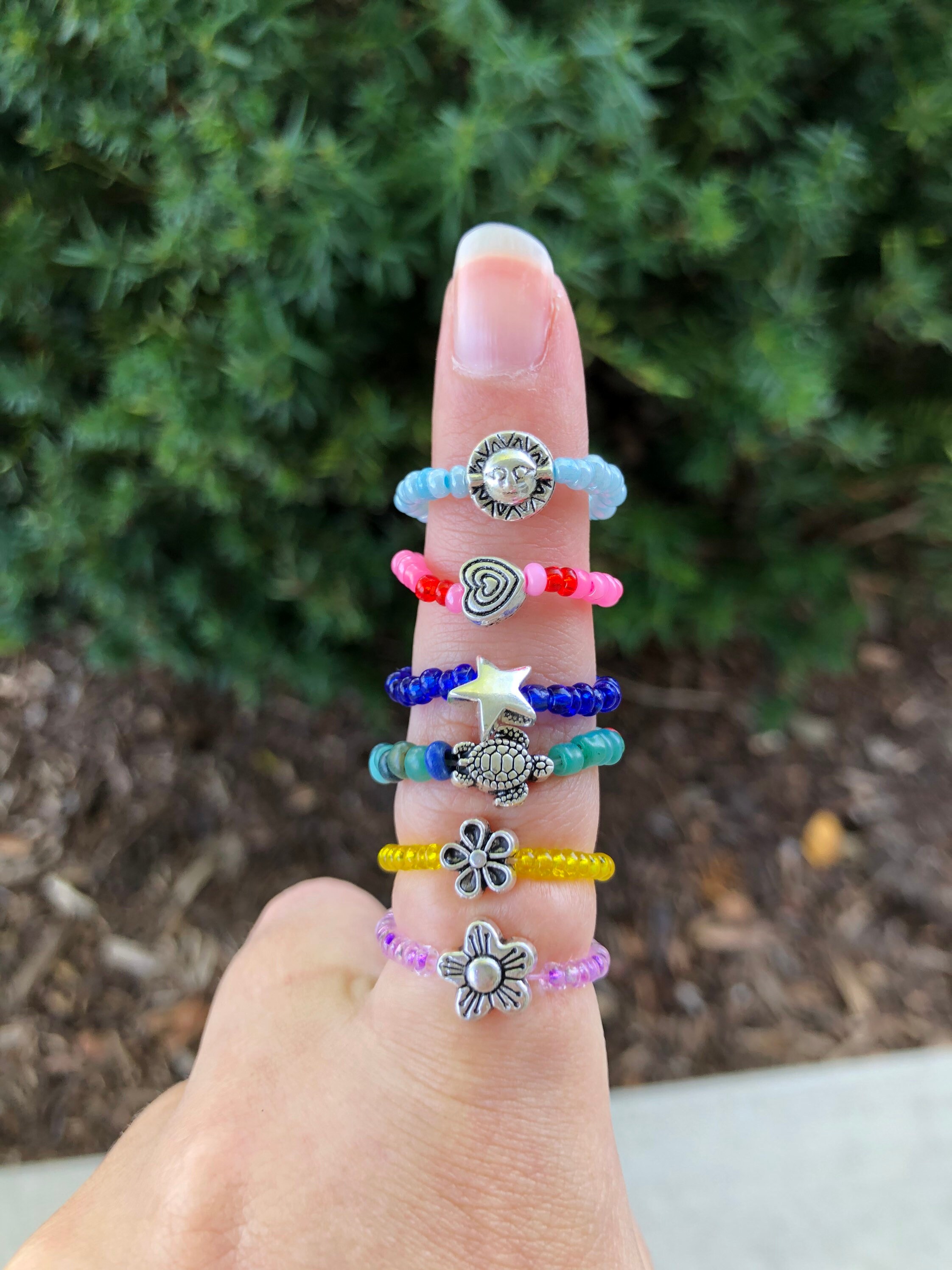 Seed Bead Rings With Charms Etsy Canada