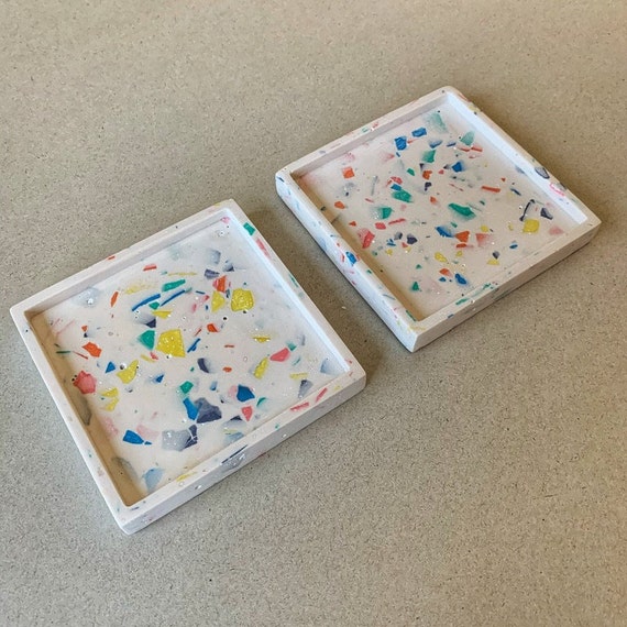 Rainbow Collection Terrazzo Hexagon Coaster Tray