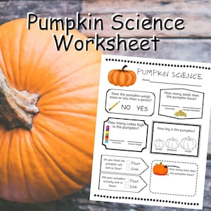 Puede incluir: Una hoja de trabajo de ciencia de calabaza imprimible en blanco y negro con preguntas sobre el peso, el tamaño, las semillas de la calabaza y si flotará o se hundirá. La hoja de trabajo incluye una sección para estimaciones y medidas reales.