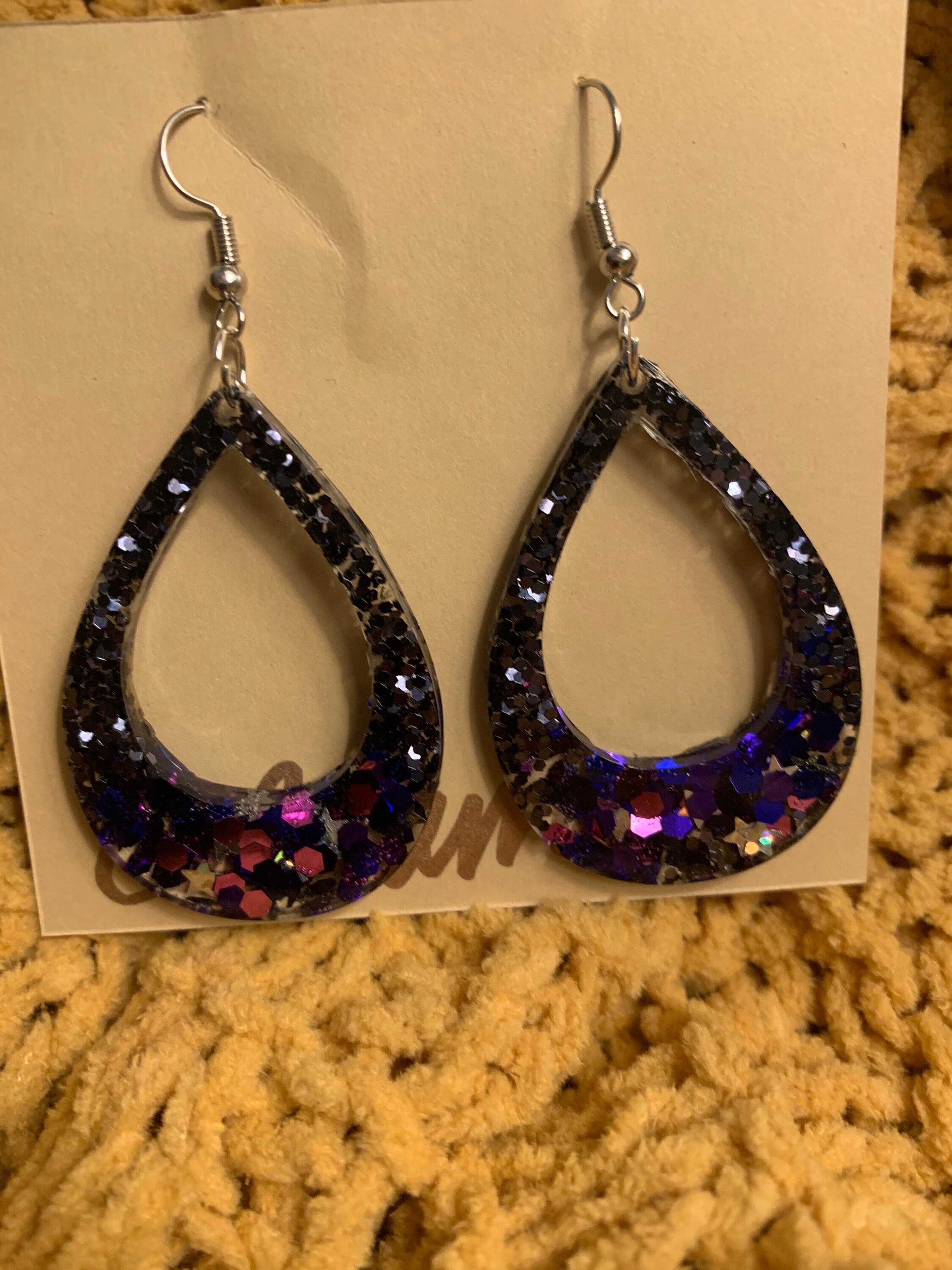 Black & Purple Sparkle Earrings Etsy