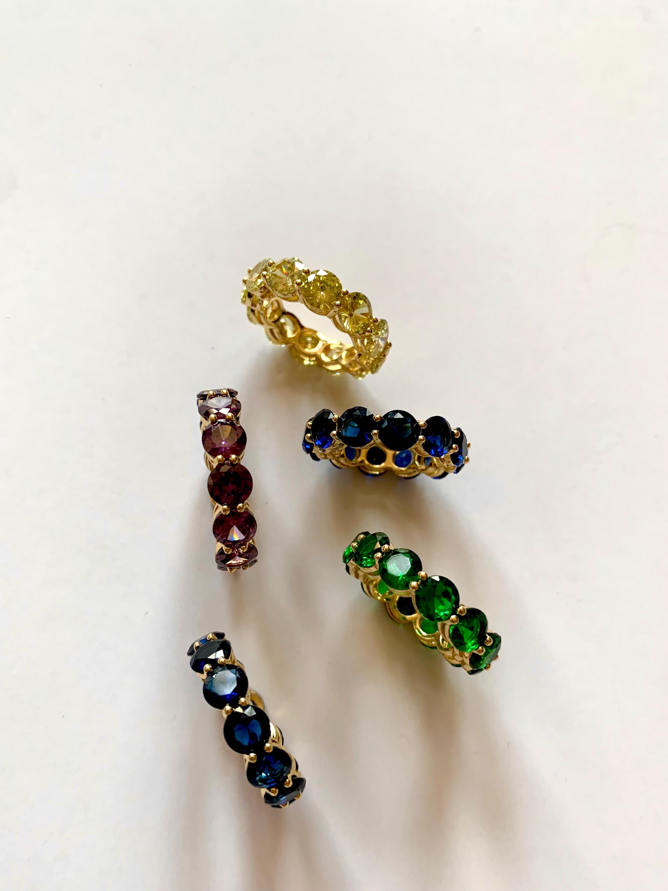 Gold Plated Cubic Zirconia Eternity Ring: Stackable Multi-color Band - Etsy