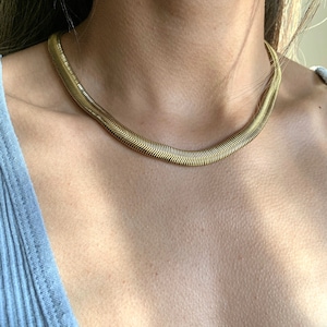 18k vergulde slangenketting, dikke slangenketting, gouden dikke slangenketting, 8 mm dikke visgraatketting, gouden gelaagdheid ketting, 8 mm