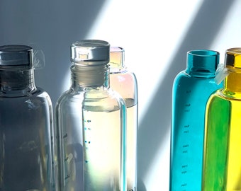 500 ml Glass Water Bottles | Minimalist Water Bottles | Time Marker Glass Water Bottle | Leak Proof Water Bottle | Transparent Water Bottle