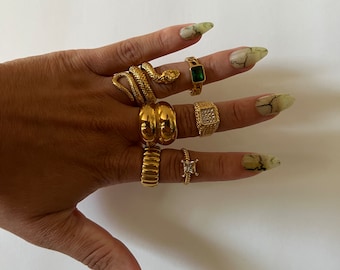 18K Gold Snake Ring: Vintage Serpent Wrap Ring