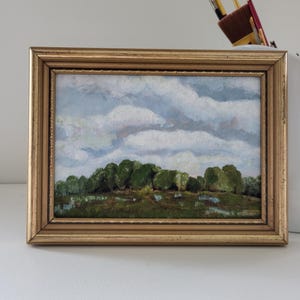 Impression d&#39;art paysage vintage : peinture prairie de campagne (5 x 7 sans cadre)
