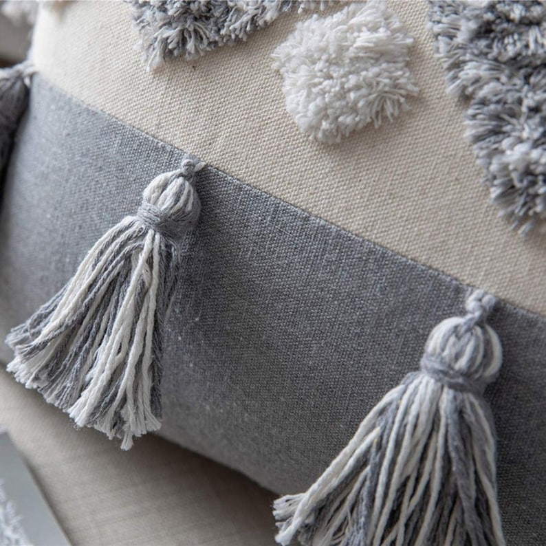 Cotton And Linen Pillow Case/Knitted Pillow Case With Tassel/ Etsy