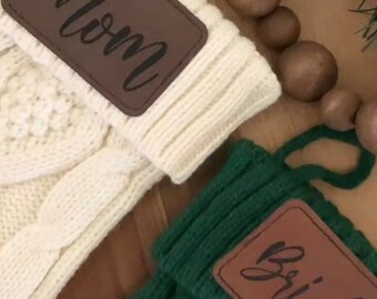 Medias navideñas personalizadas grabadas, medias navideñas con parche de cuero, medias navideñas, decoración navideña, medias navideñas familiares 2024