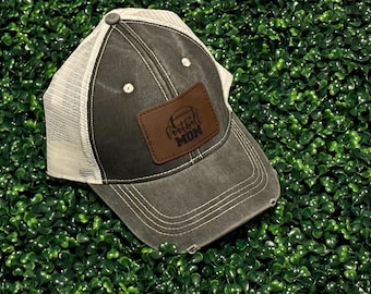 Gorra grabada con parche, gorra con parche de cuero, gorra de mamá futbolera, gorra de mamá futbolera, gorra de esposa, gorra de mamá