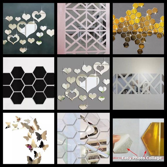Adhesive Mirrors Decoration, Mirror Wall Stickers Square