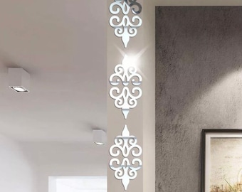 10pcs/set 3D DIY Geometric Pattern Acrylic Mirror Effect Sticker Wall Sticker Mirror Surface Wall Stickers Home Wall Decoration