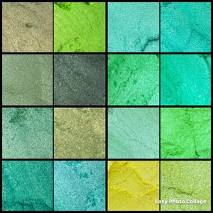 Shades of green mica powder,Soap Making, bath bombs,Make up, candle making, resin art etc