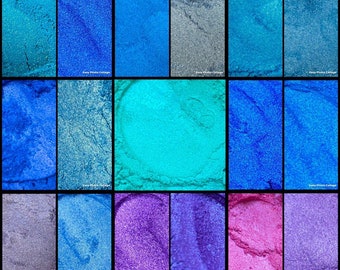 Shades of blue and purple mica powder,Soap Making, bath bombs,Make up, candle making, resin art etc