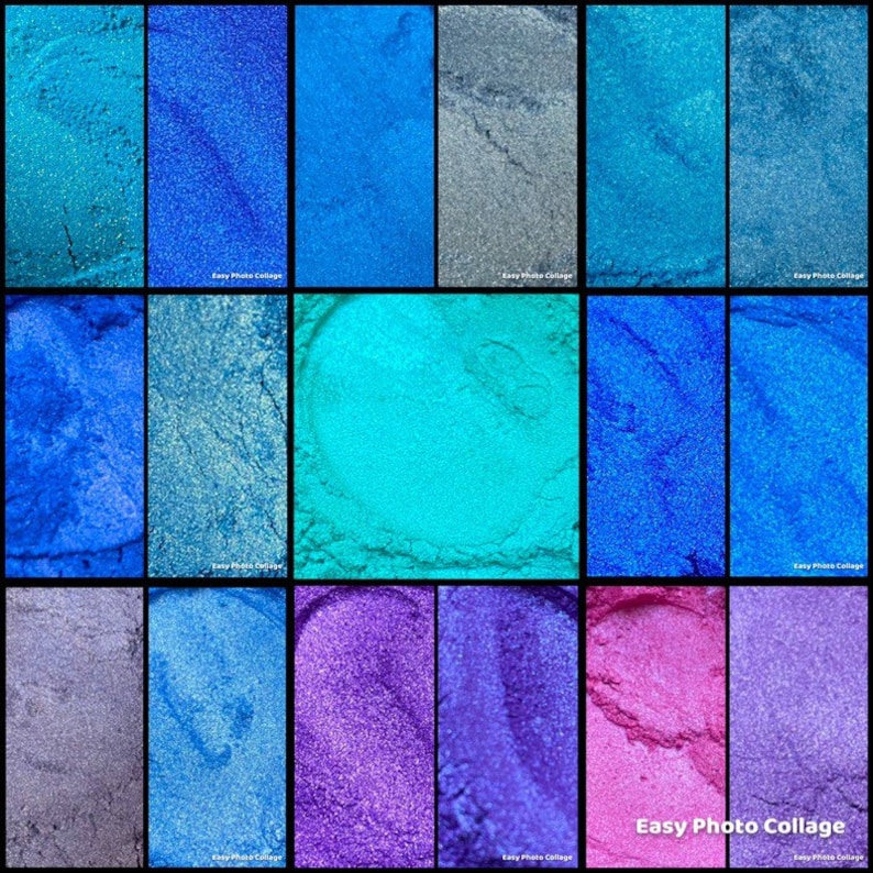 Shades of blue and purple mica powder,Soap Making, bath bombs,Make up, candle making, resin art etc image 1