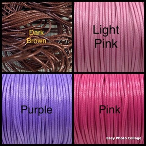 0.5mm,0.8mm, 1 mm, 1.5mm, 2 mm Waxed Cotton Cord String, Strap ,DIY woven bracelet necklace jewellery image 5