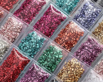Broken glass stones crystals, uv epoxy resin filler, diy craft nail art decoration, jewellery making mould fillings