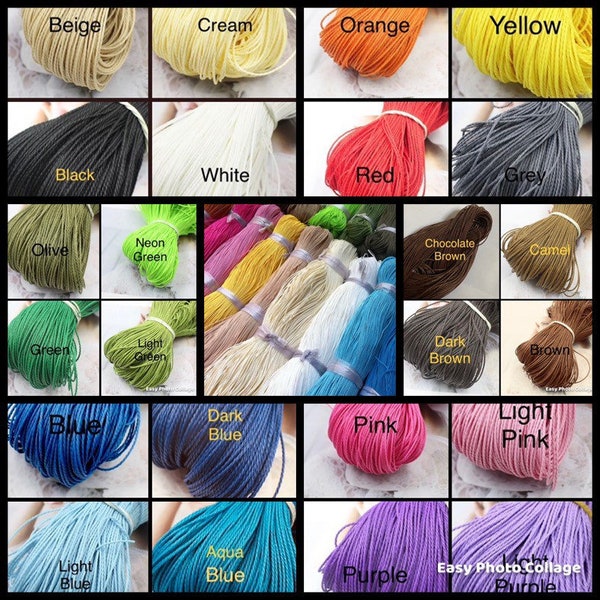 Braided Waxed cotton Cord,String Strap DIY woven bracelet necklace jewelry accessories 1mm