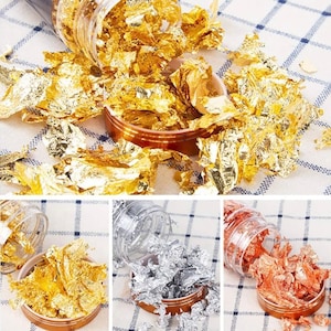 Hoja de oro genuina de grado alimenticio Schabin Flakes 2g 24K Gold, decorativo, decoración de pasteles, herramientas suministros de cocina