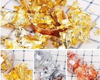 Food Grade Genuine Gold Leaf Schabin Flakes 2g 24K Gold,Decorative, Cake Decorating, Tools Kitchen Supplies