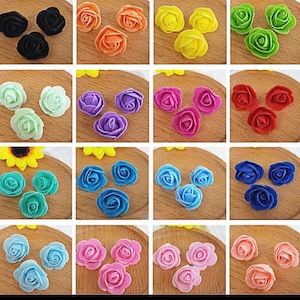 50Pcs 3.5cm Pompon Mini PE Foam Rose Heads Artificial Silk Flowers bouquet For Wreaths DIY Wedding Scrapbooking Fake Rose Flower