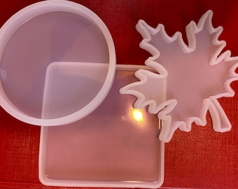 Round, square and maple leaf Silicone mould, resin casting mould, UV and epoxy resin, jewellery making.