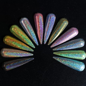 1g Nail Holographic Glitter Powder, Laser Chameleon Sequin for Nail Art, Gradient Shiny Polish,  Manicure, Chrome Pigment Dust