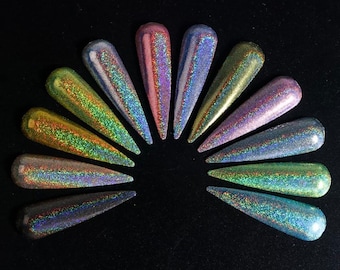 1g Nail Holographic Glitter Powder, Laser Chameleon Sequin for Nail Art, Gradient Shiny Polish,  Manicure, Chrome Pigment Dust