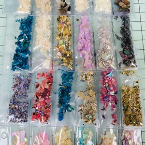 6 Grids/Pack Beauty Color-changing Abalone Natural Sea Shell Fragments Texture Nail Art Flakes Decoration Slice