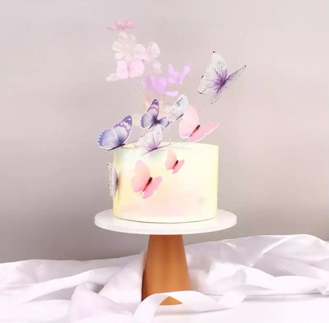 21-teiliges Schmetterling Kuchen Topper Set – Lila & Rosa, Mit Happy Birthday Aufdruck, Für Geburtstag, Hochzeit, Babyparty