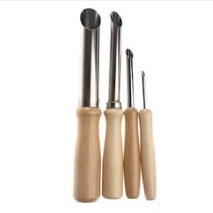 4Pcs Semi Round Hole Cutters Pottery Clay Ceramic Tools Wooden Handle Polymer Clay Punch Hole Cutter Pottery Sculpting Tools