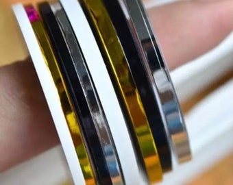 2 mm nail beauty Holographic holo Silver,Gold, black,white strip roll tape line, nail art decoration sticker