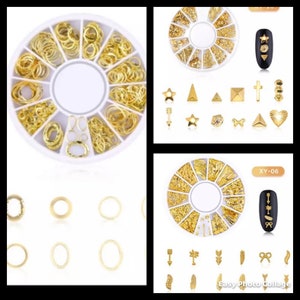 Mixed 3D Hollow Nail Rhinestones For Nails Charms Metal Shapes Geometry Gold Tips DIY Accessories Crystal Nail Art Decoration