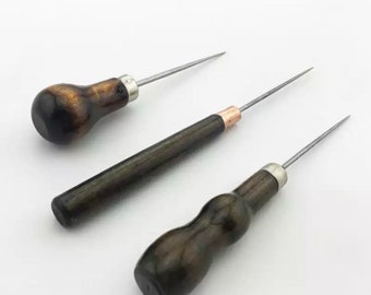 Professional Cloth Awl Sewing Tool, leather Hole Punching, Wood Handle Awl Craft Stitching Leather Tools