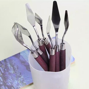 7 pieces Professional Stainless Steel Artist Painting Palette Knife Kit Spatula Paint Art Craft Clay Tools