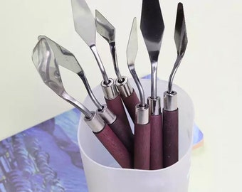 7 piezas profesional de acero inoxidable artista pintura paleta cuchillo Kit espátula pintura arte artesanía arcilla herramientas