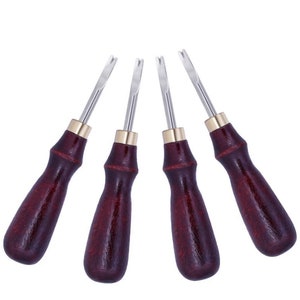 0.8/1.0/1.2/1.5mm Leather Edge Beveler Skiving Beveling Knife Cutting Hand Craft Tool with Wood Handle Leather Working Set