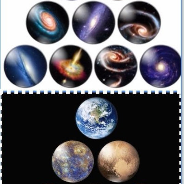 10PCS/SET Full Moon Earth Solar System Planet,  Space Nebula, Glass Cabochon Blanks Universe Galaxy Jewelry Making