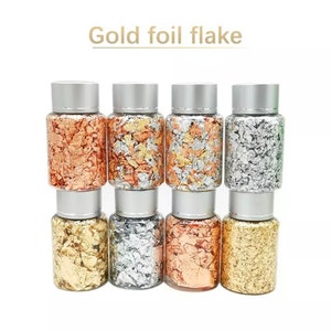 Gold foil Flakes Copper Flakes for Gliding Arts Crafts Decoration Silver Copper Gold Foil Fragments Imitation Gold Flakes Craft