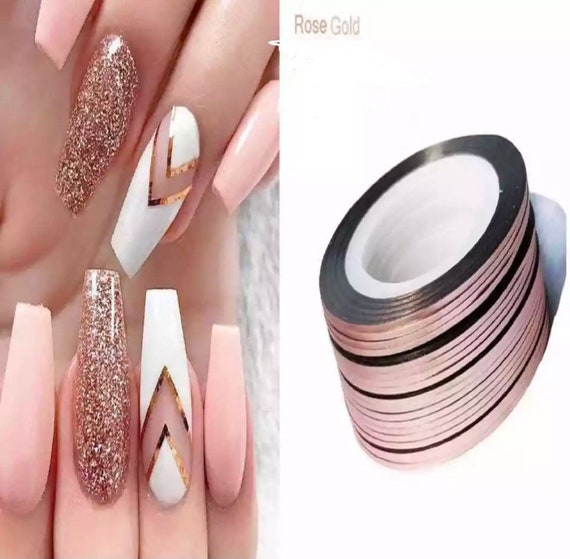 4 Rolls Rose Gold Nail Art Striping Line 1/2/3mm Tape Stickers Decoration |  eBay