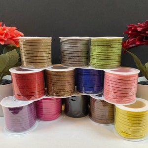 Faux  Flat Suede Cord, with Glitter 3mm