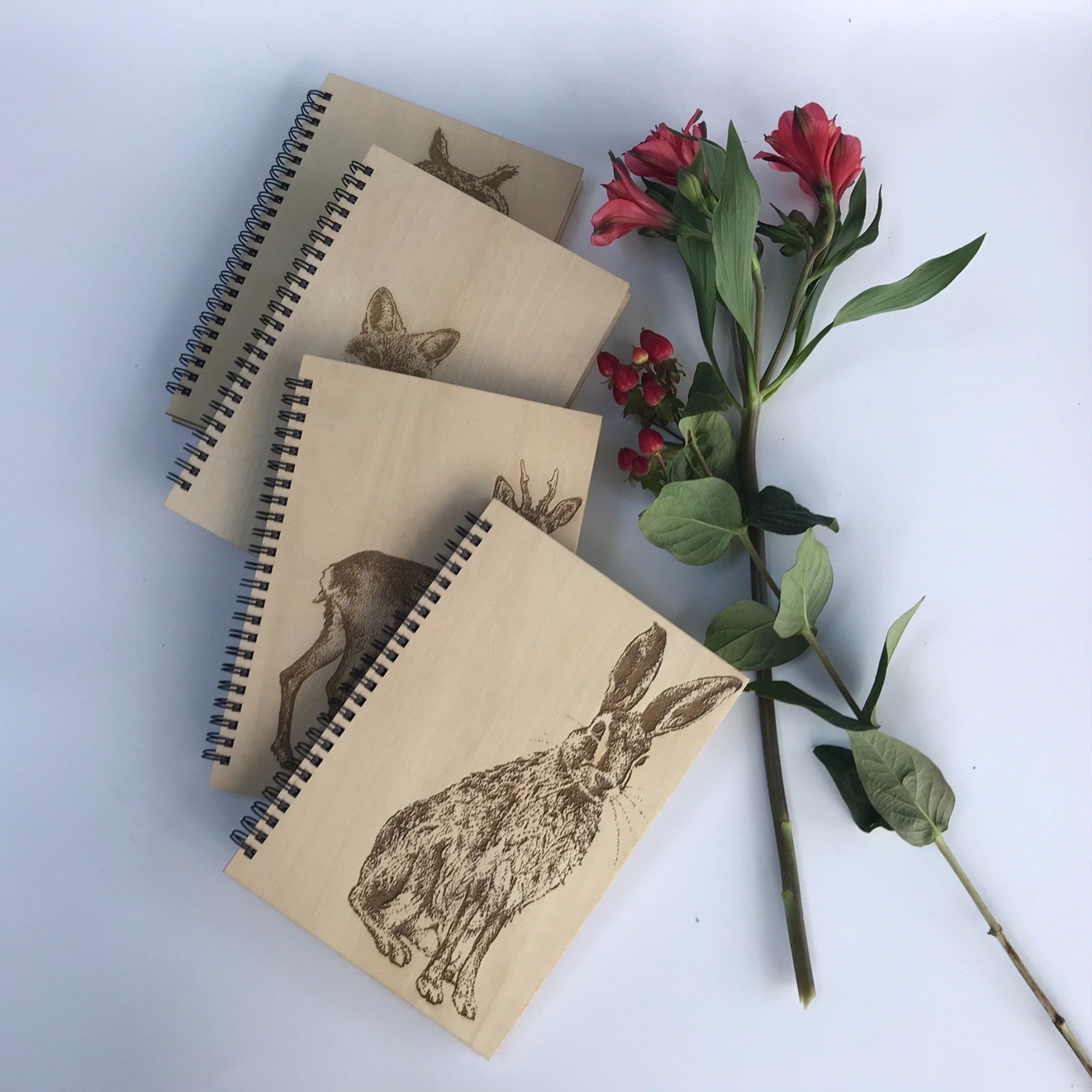 WOODLAND ANIMAL NOTEBOOKS - Hare, Owl, Fox, Deer, Hedgehog - Postage Included!