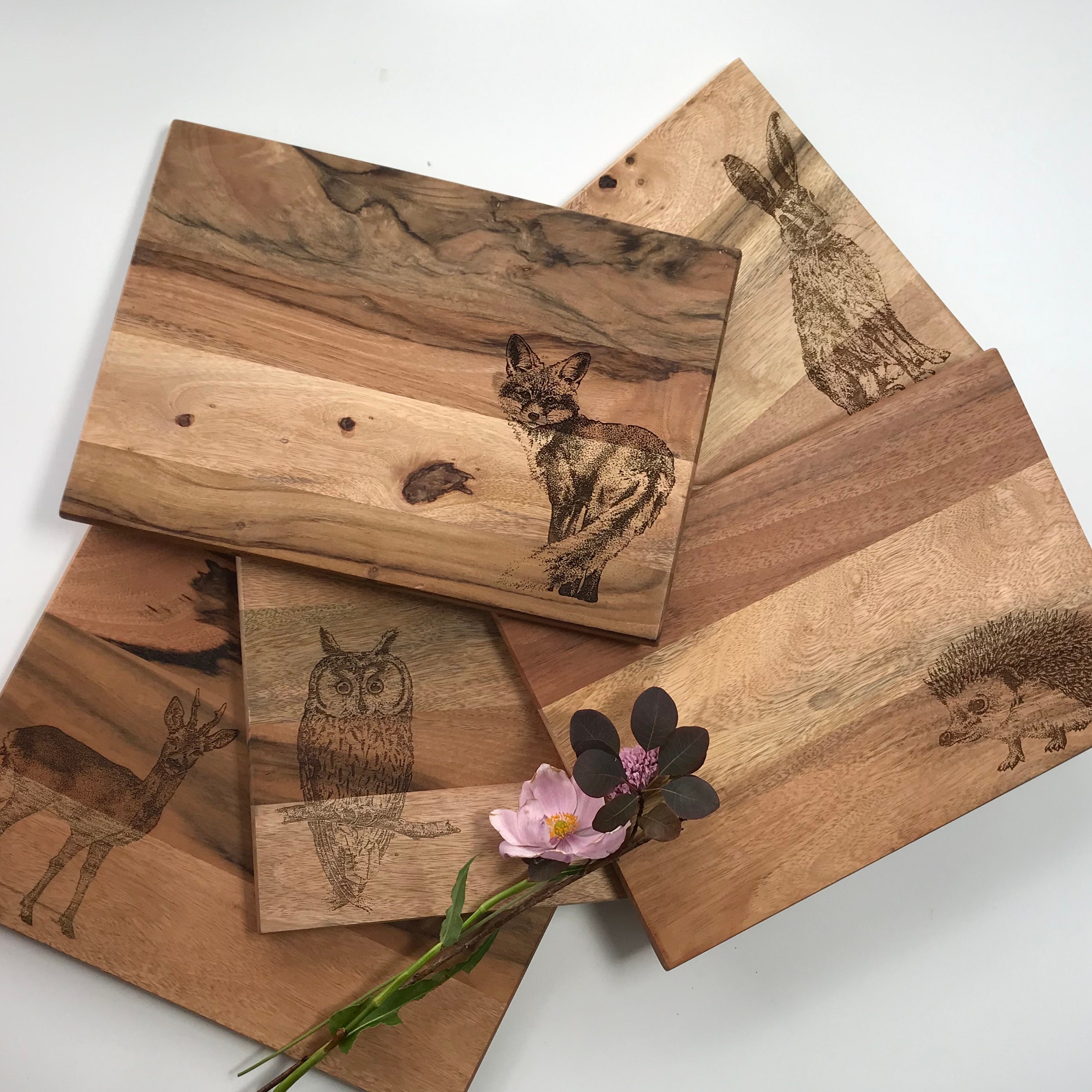 WOODLAND ANIMAL BOARDS Chopping / Serving Boards Hare Owl Etsy