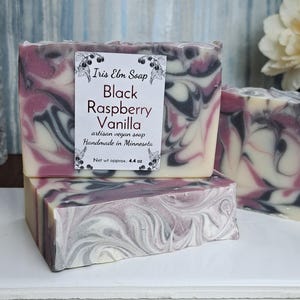 Black Raspberry Vanilla Soap: Vegan Handmade Shea and Kokum Butter Soap
